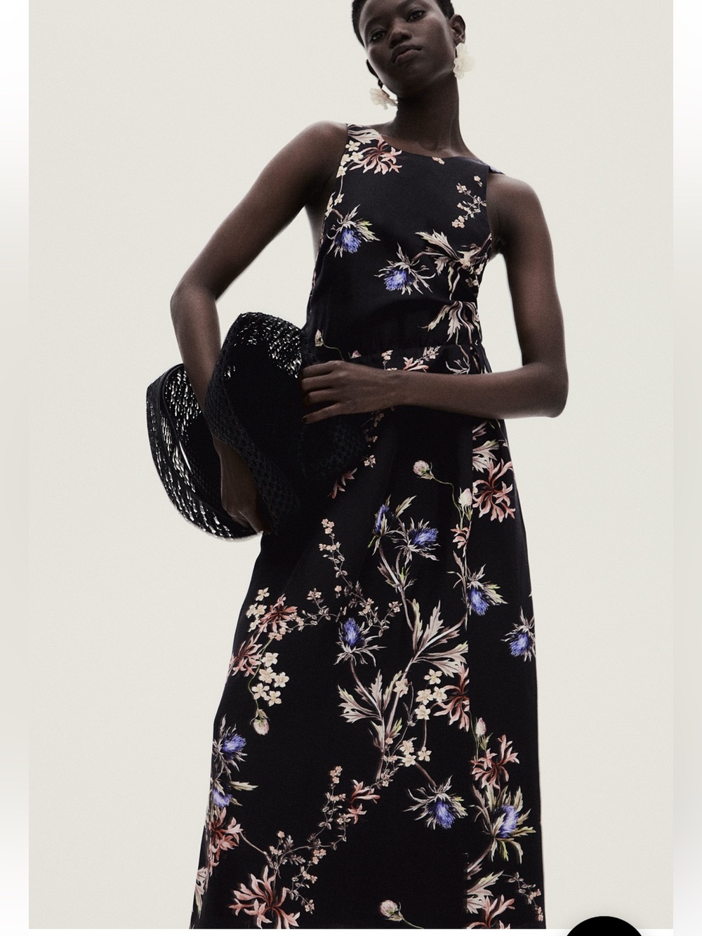 H&M Black Floral Maxi Dress with Pastel Blooms